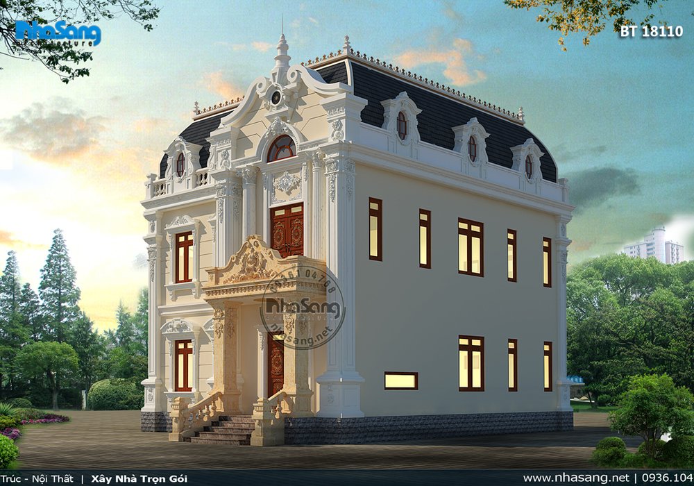 Xây nhà để đời cho con cháu: Rộng 5 phòng ngủ Nhà vườn kiểu Pháp BT18110