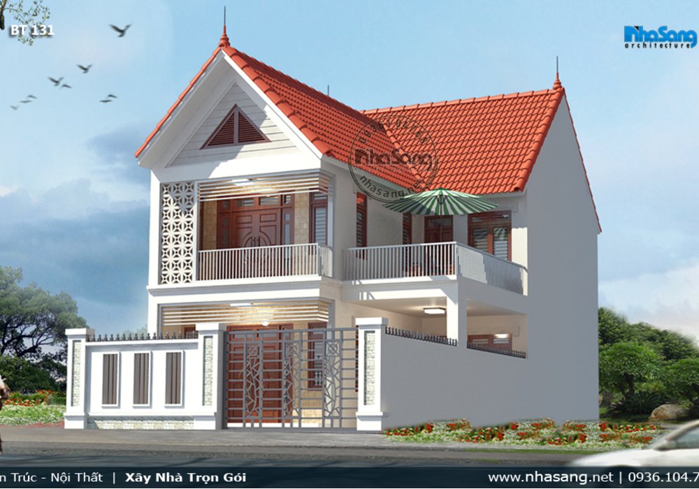 Biệt thự vườn mái thái hiện đại 2 tầng 8.5m mặt tiền BT131