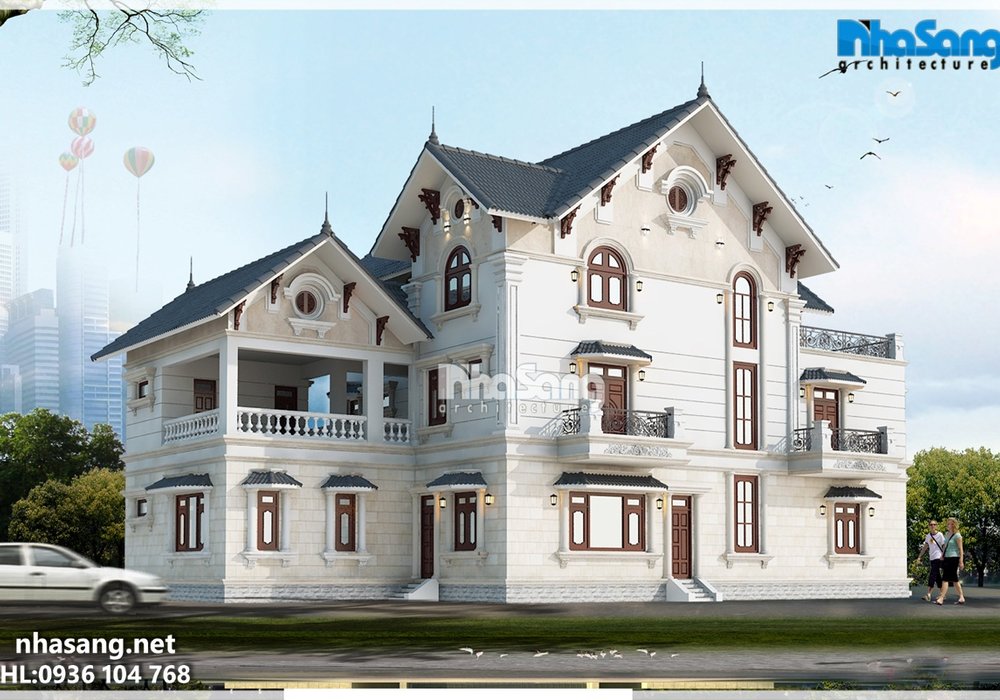 Thiết kế dinh thự 6 tỷ kiến trúc Châu Âu BT15019