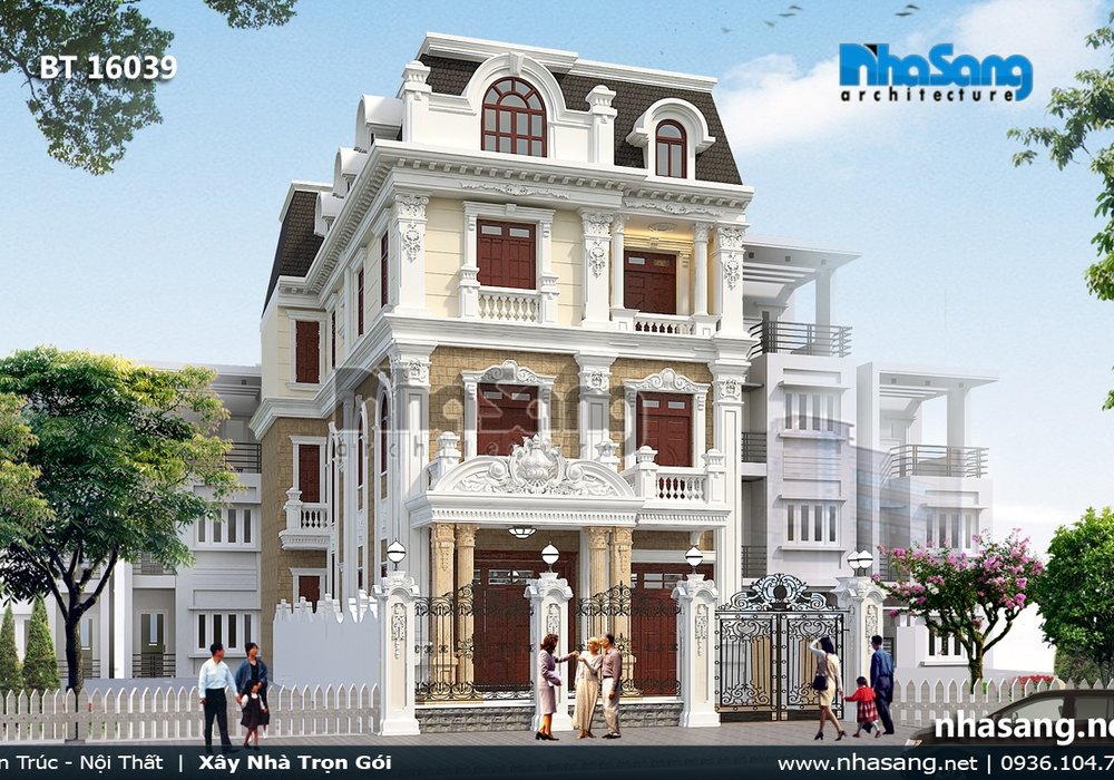 Biệt thự 3 tầng kiểu Pháp tân cổ điển BT16039