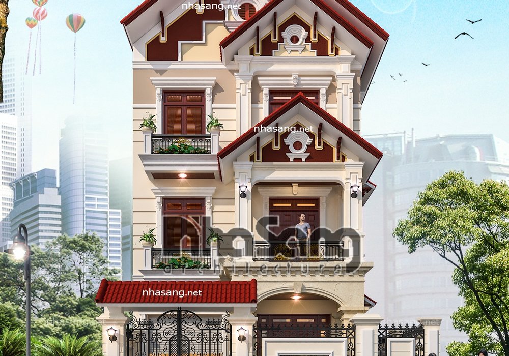 Biệt thự kiểu Pháp 3 tầng mặt tiền 7.6m BT16045