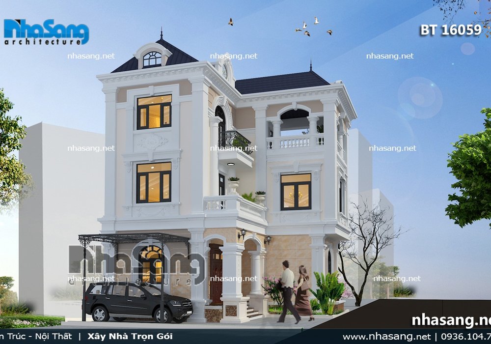 Biệt thự kiểu Pháp chữ L sang trọng BT16059
