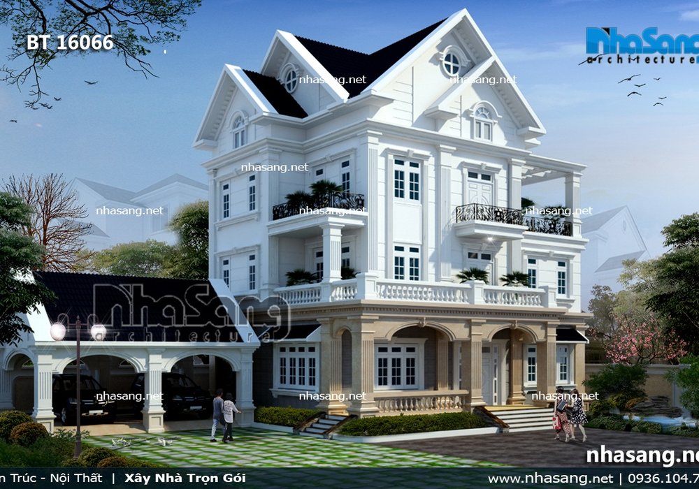Mẫu biệt thự tân cổ điển Pháp 3 tầng BT16066