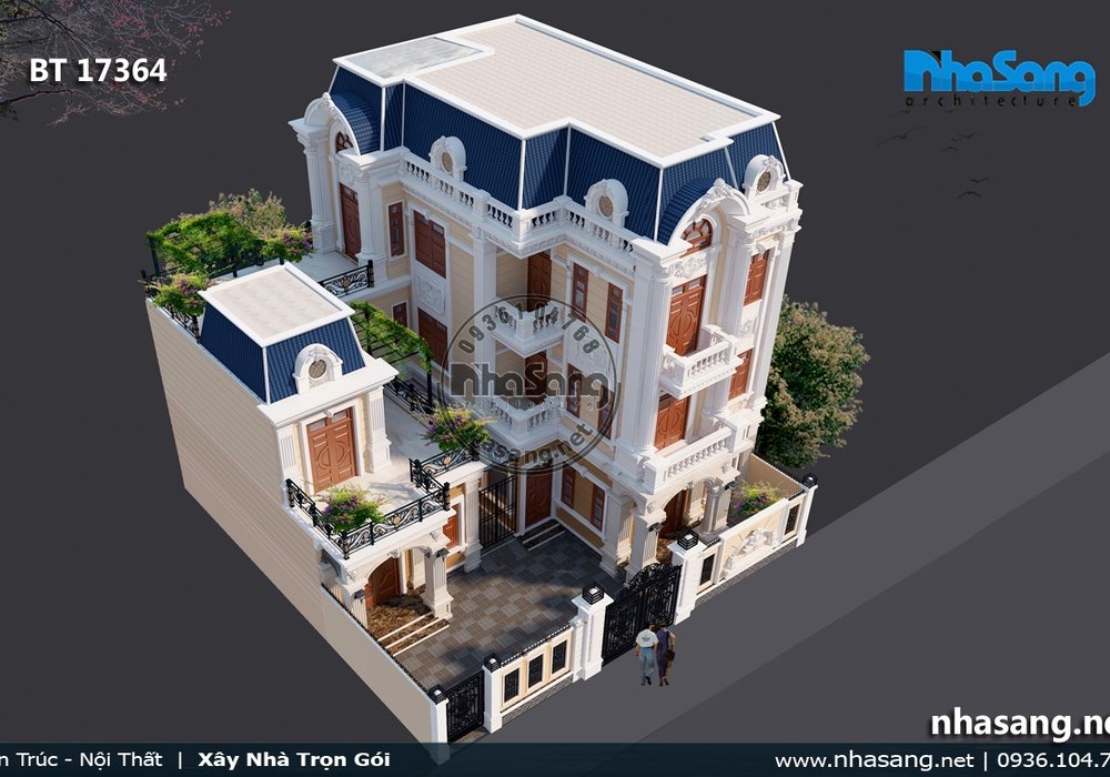 Mẫu biệt thự Pháp tân cổ điển 3 tầng độc đáo BT17364