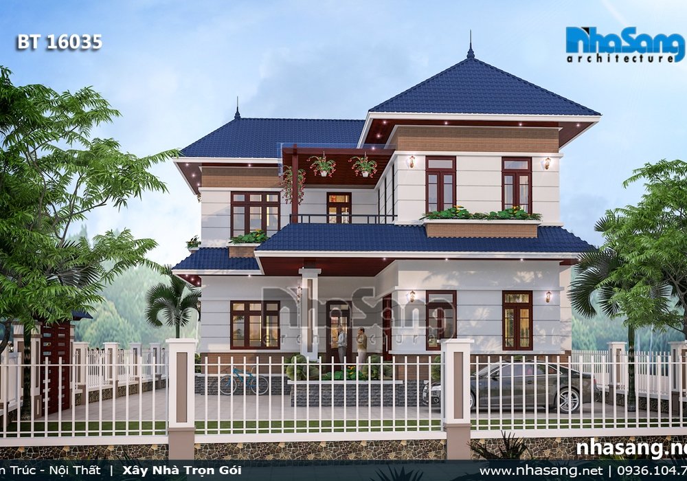 Biệt thự vườn chữ L 2 tầng mái thái BT16035