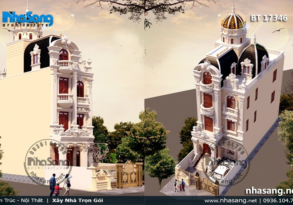Biệt thự cổ điển kiểu Pháp mặt tiền 7m BT17346