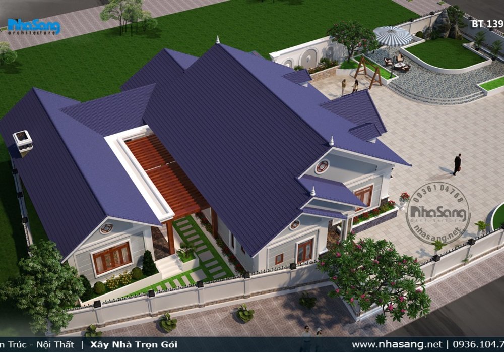 Nhà vườn Châu Âu 1 tầng 3 phòng ngủ đẹp tại Lai Châu BT139