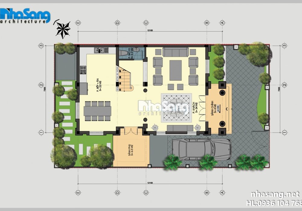 Biệt thự đẹp: 3 tầng 7,3m x 12m Kiến trúc Pháp BT14178