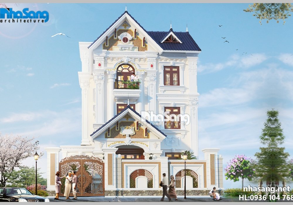 Biệt thự đẹp: 3 tầng 7,3m x 12m Kiến trúc Pháp BT14178