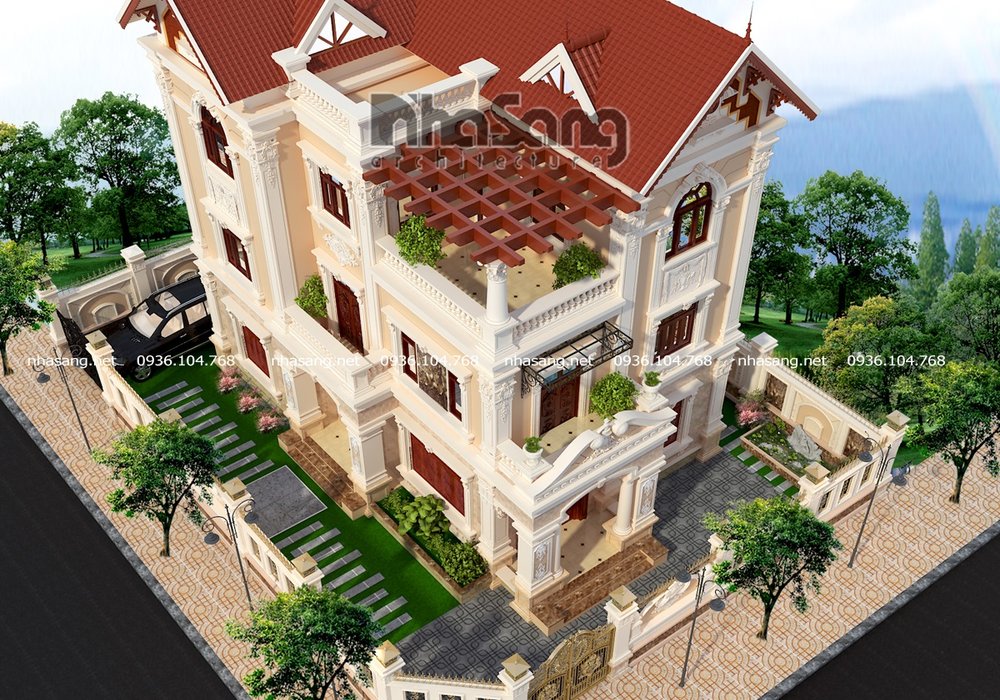 Biệt thự tân cổ điển 3 tầng mặt tiền 9m BT17041