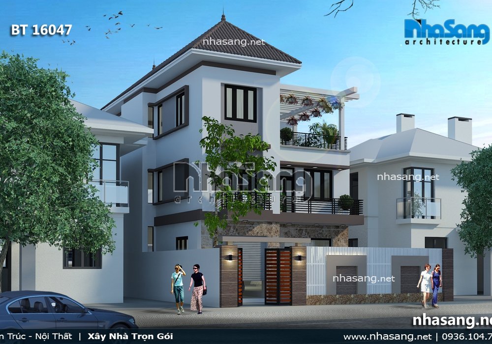 Biệt thự phố 3 tầng hiện đại đẹp BT16047