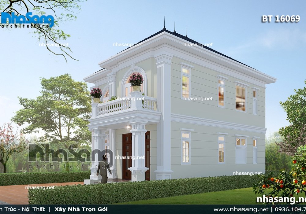 Nhà vườn Châu Âu 2 tầng đơn giản tinh tế BT16069