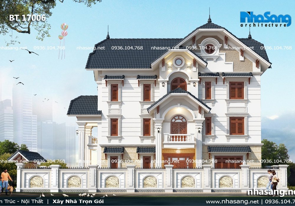 Biệt thự kiểu Pháp mái lợp độc đáo BT17006