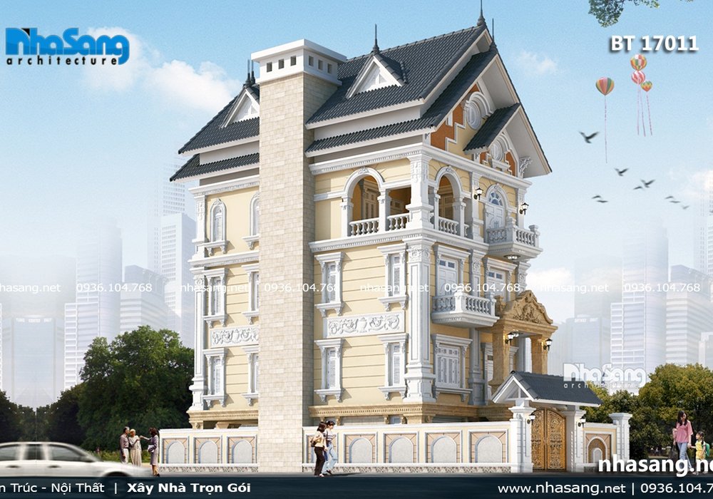 Biệt thự đẹp mặt tiền 10m kiểu Pháp tân cổ điển BT17011