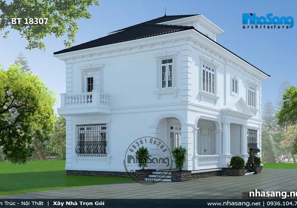 Mẫu biệt thự Châu Âu 2 tầng tinh tế tại Hòa Bình BT18307