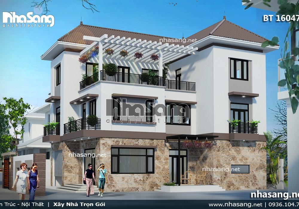 Biệt thự phố 3 tầng hiện đại đẹp BT16047