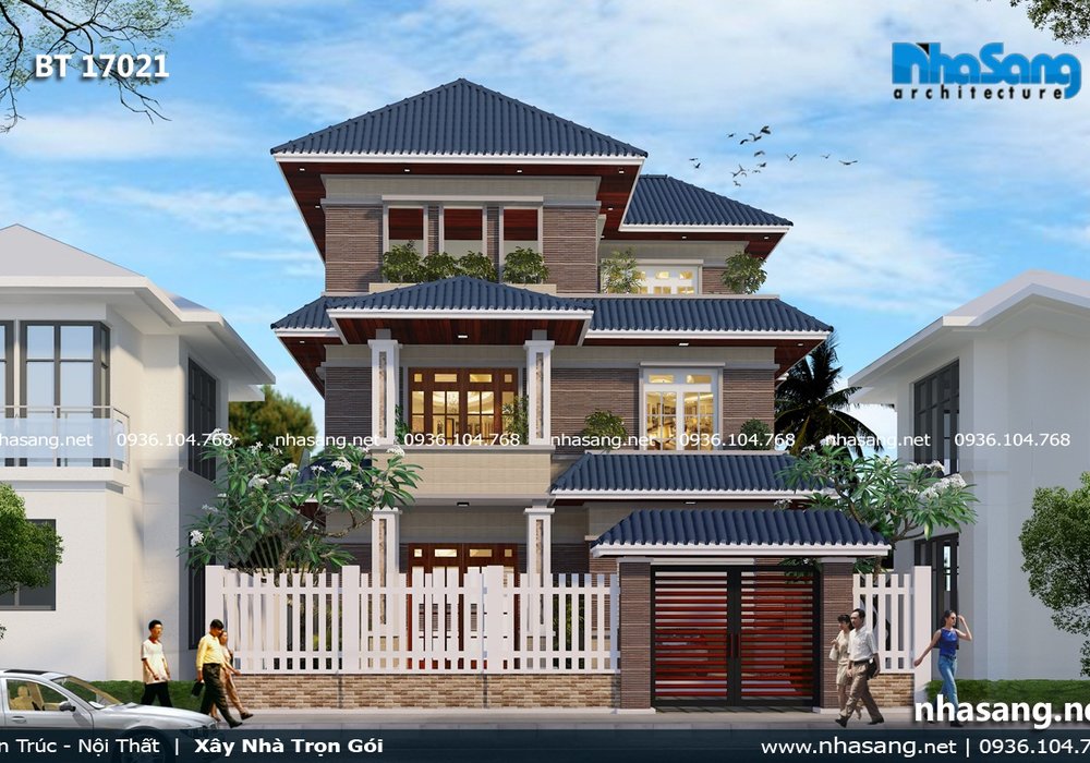 Mẫu biệt thự phố hiện đại 3 tầng tiêu chuẩn Châu Âu BT17021