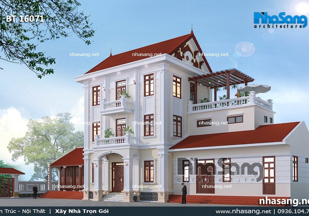 Mẫu nhà biệt thự 3 tầng kiểu Pháp BT16071