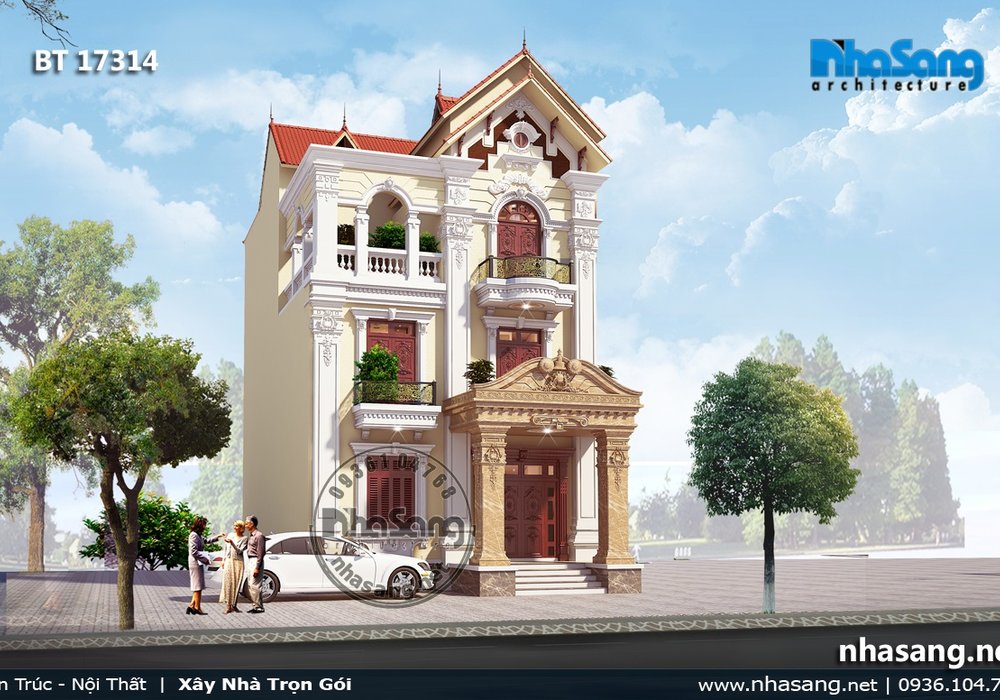 Biệt thự kiểu Pháp 3 tầng sắc sảo đến từng đường nét BT17314