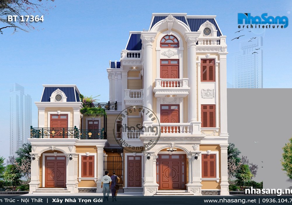 Mẫu biệt thự Pháp tân cổ điển 3 tầng độc đáo BT17364