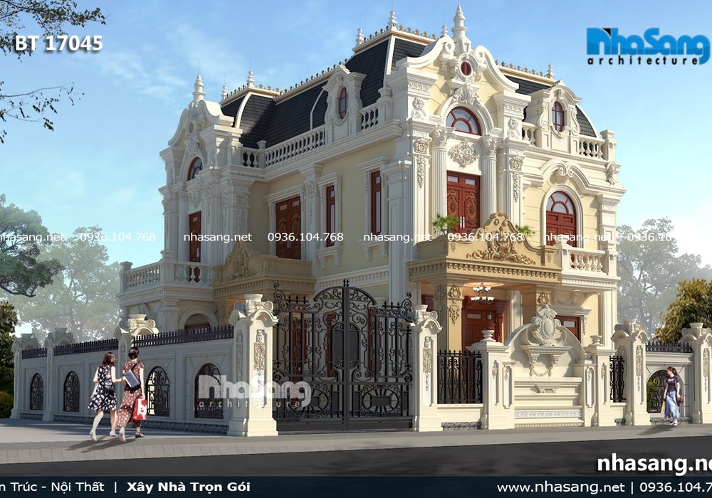 Mẫu lâu đài 3 tầng kiểu Pháp sang trọng tại Ninh Bình BT17045