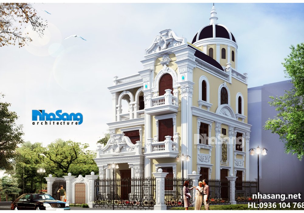 Biệt thự lâu đài 4 tầng kiến trúc Pháp mặt tiền 11m BT15152