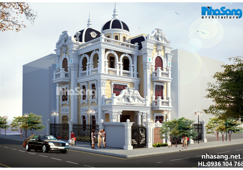Biệt thự lâu đài 4 tầng kiến trúc Pháp mặt tiền 11m BT15152
