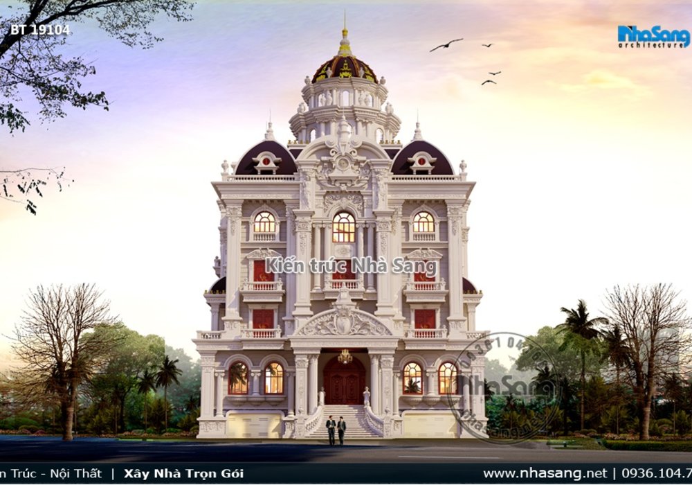 Thiết kế lâu đài 4 tầng 22m x 15m lộng lẫy bậc nhất Ninh Bình BT19104