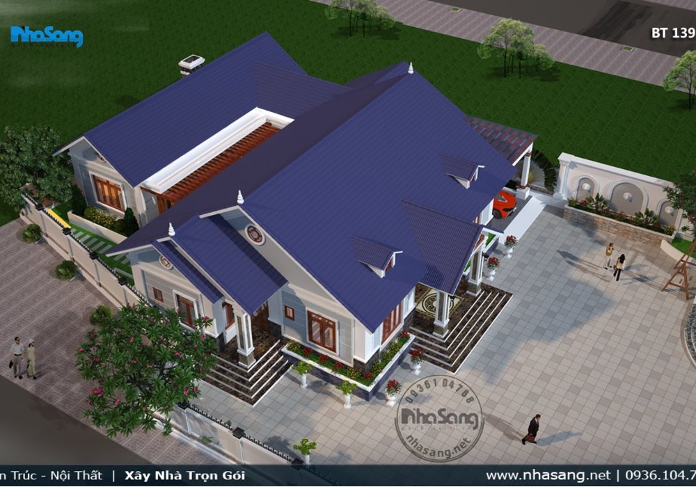 Nhà vườn Châu Âu 1 tầng 3 phòng ngủ đẹp tại Lai Châu BT139