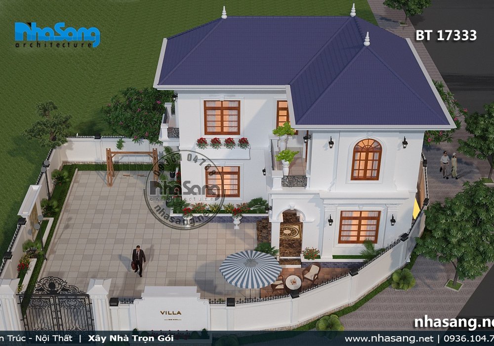 Nhà vườn Âu Châu nhẹ nhàng sang trọng tinh tế BT17333