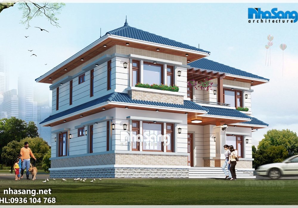 Thiết kế biệt thự nhà vườn chữ L BT15005