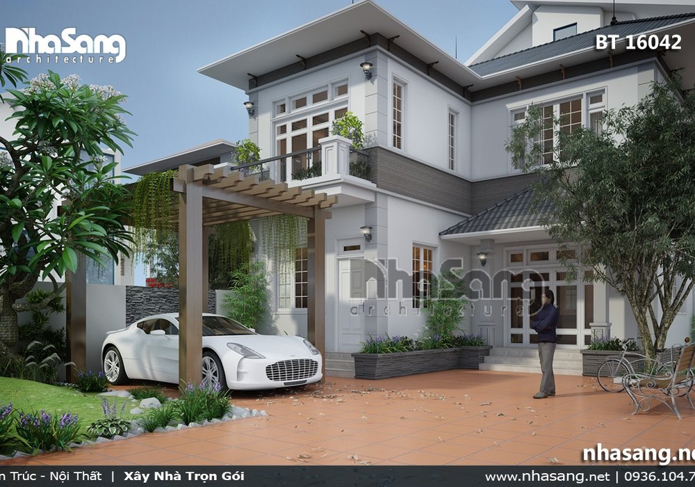 Biệt thự nhà vườn 2 tầng sang trọng gần gũi BT16042