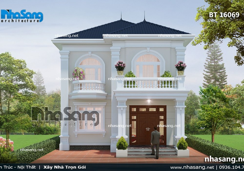 Nhà vườn Châu Âu 2 tầng đơn giản tinh tế BT16069