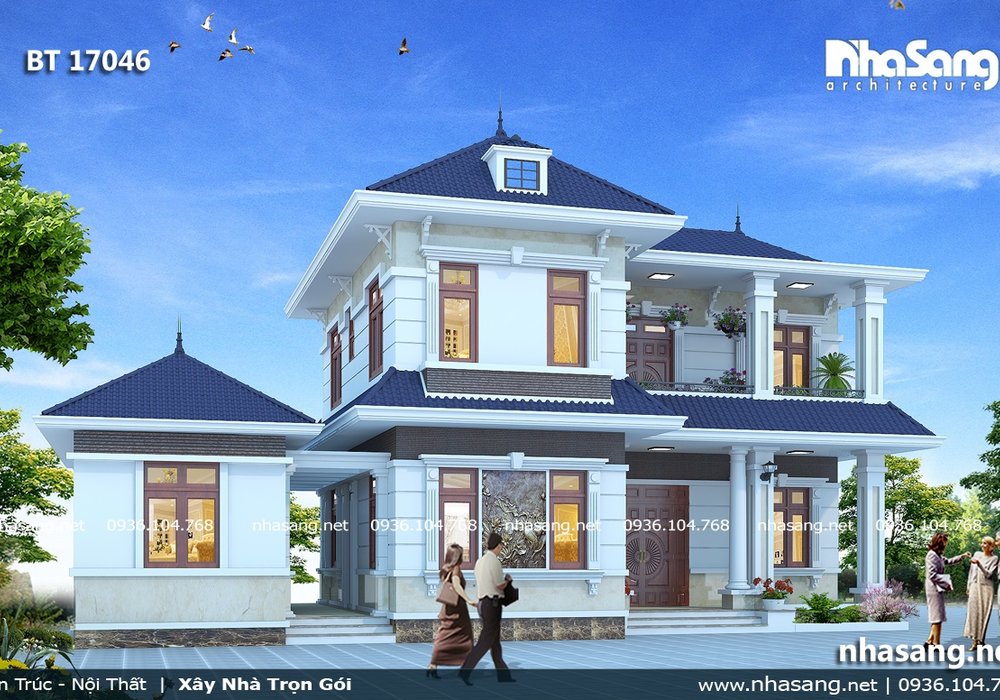 Nhà vườn Châu Âu 2 tầng mái thái BT17046