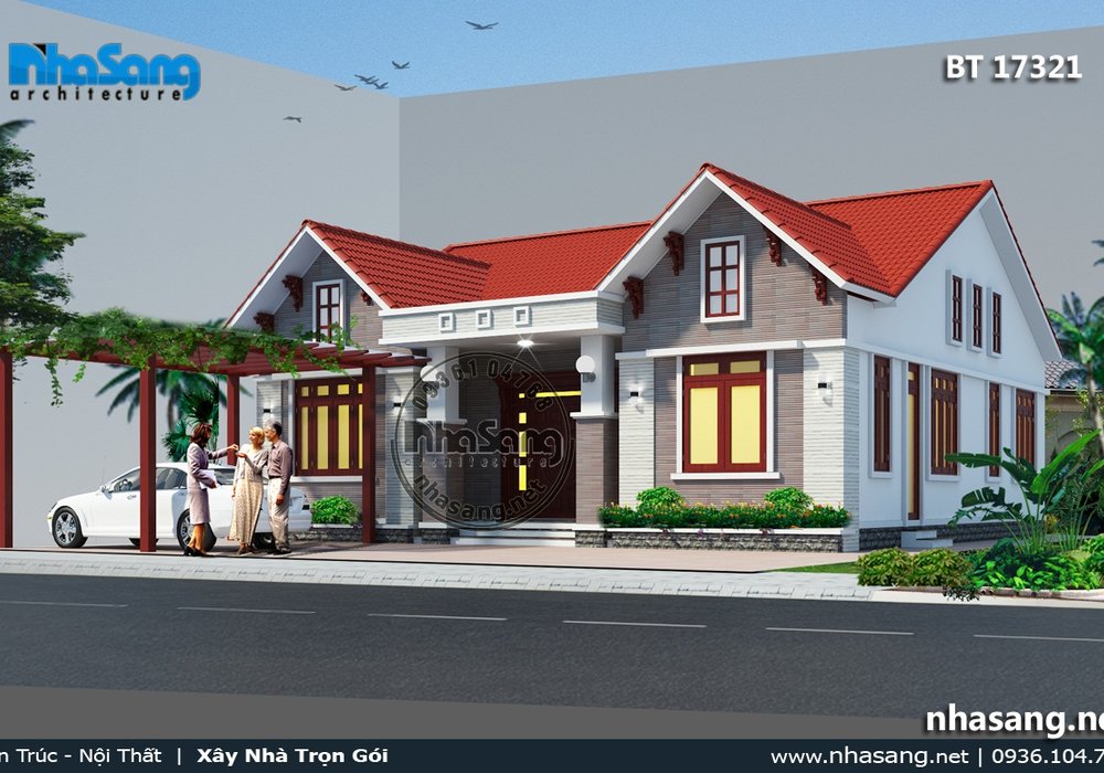 5 kiểu Biệt thự vườn 1 tầng 4 phòng ngủ BT17321 | 999 Nhà vườn đẹp cập nhật liên tục