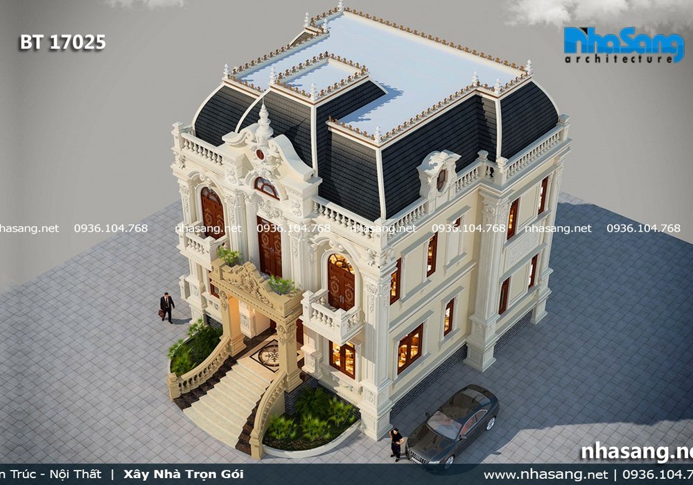 Mẫu biệt thự kiểu Pháp cổ điển 2 tầng BT17025