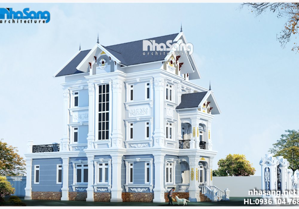Biệt thự Pháp 12m x 16m BT14191 vẻ đẹp khó rời mắt
