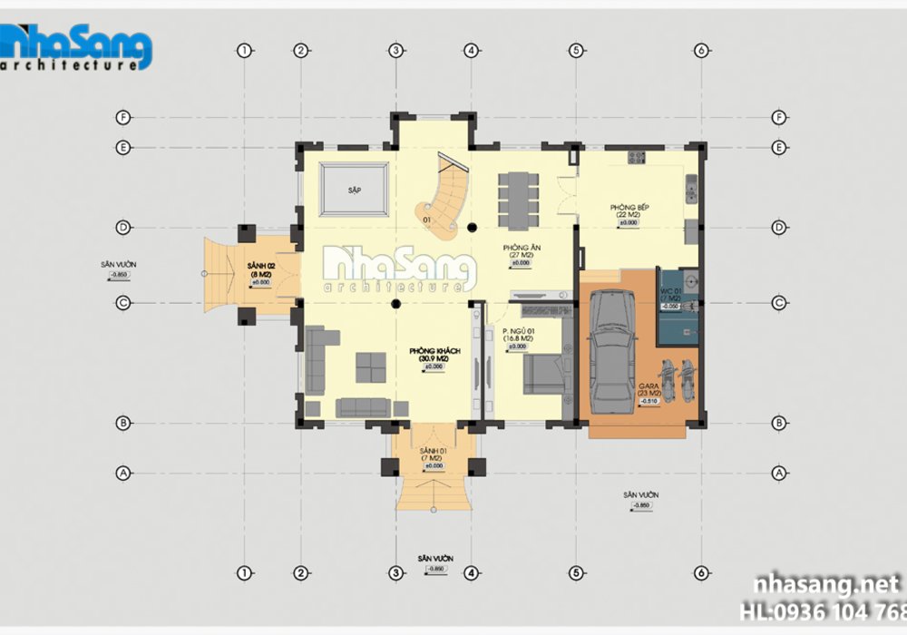 Biệt thự Pháp 12m x 16m BT14191 vẻ đẹp khó rời mắt