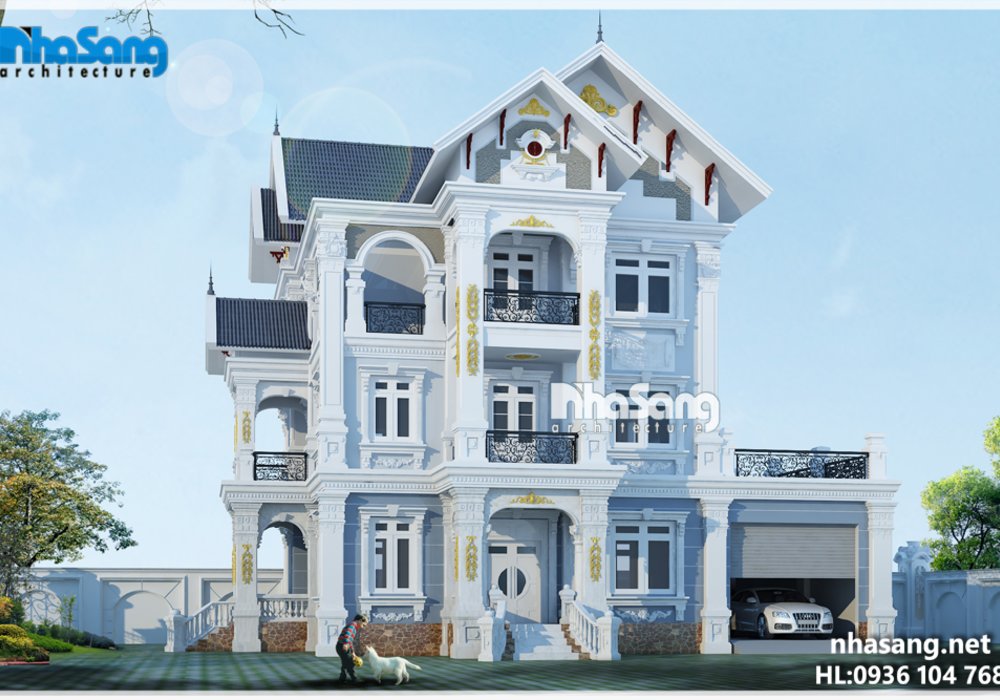 Biệt thự Pháp 12m x 16m BT14191 vẻ đẹp khó rời mắt