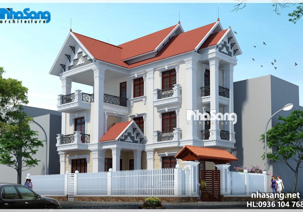 Nhà chữ L mini 3 tầng kiến trúc Pháp tân cổ điển BT16012