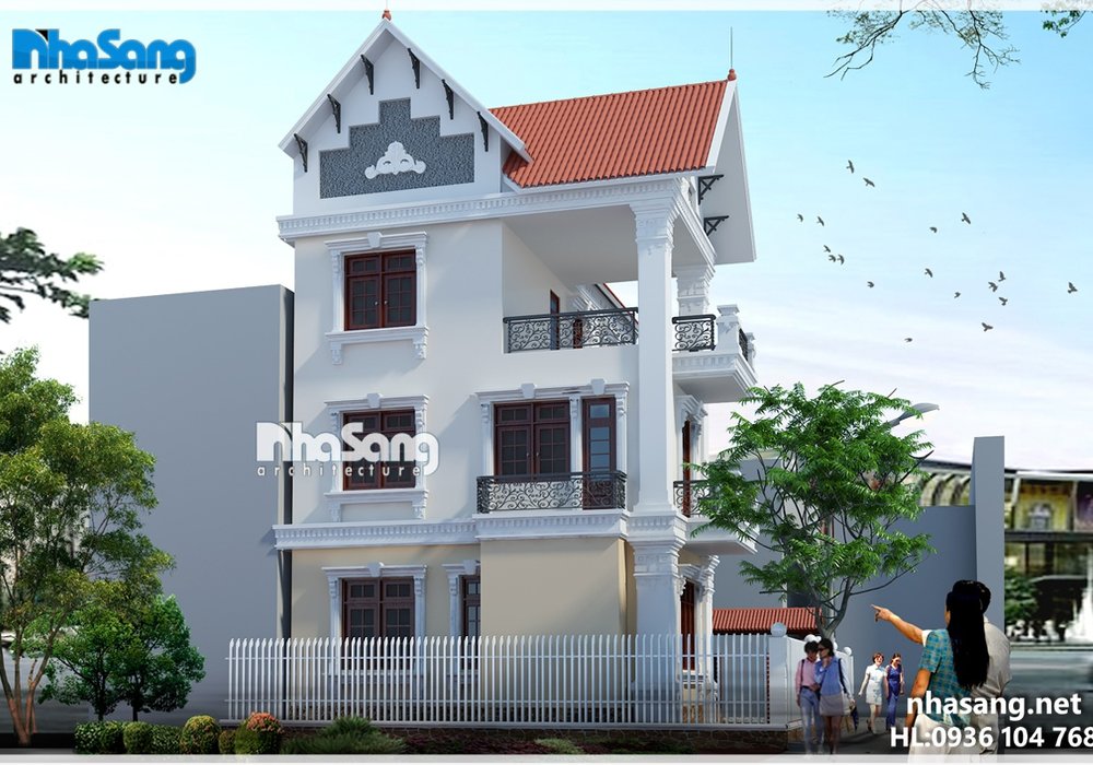 Nhà chữ L mini 3 tầng kiến trúc Pháp tân cổ điển BT16012