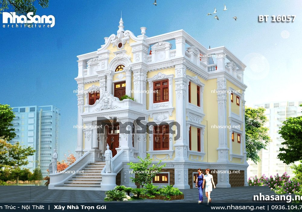 Biệt thự kiểu Pháp cổ điển 2 tầng BT16057