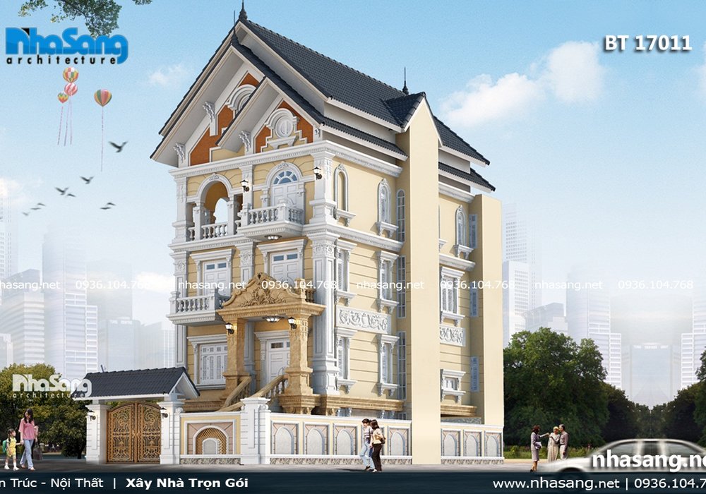 Biệt thự đẹp mặt tiền 10m kiểu Pháp tân cổ điển BT17011
