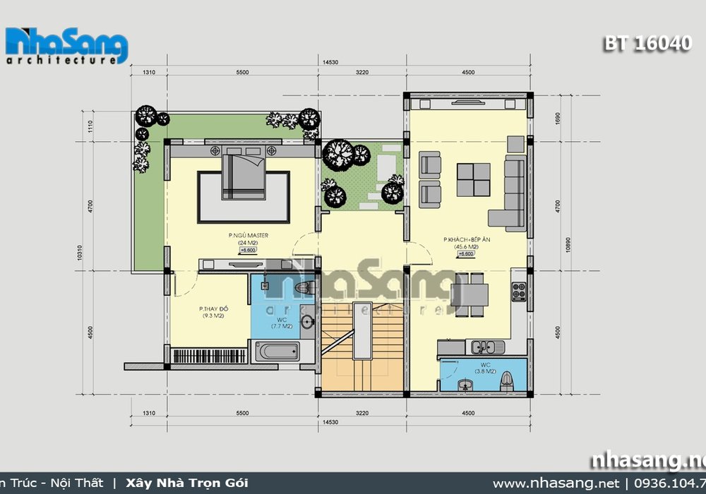 Thiết kế văn phòng kết hợp nhà ở BT16040
