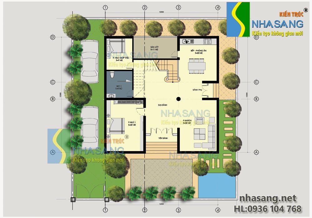 Mẫu thiết kế biệt thự tân cổ điển 3 tầng 12mx12m BT14083