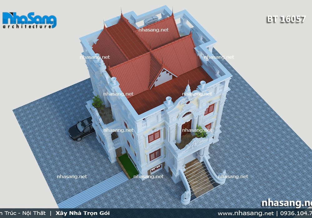 Biệt thự kiểu Pháp cổ điển 2 tầng BT16057