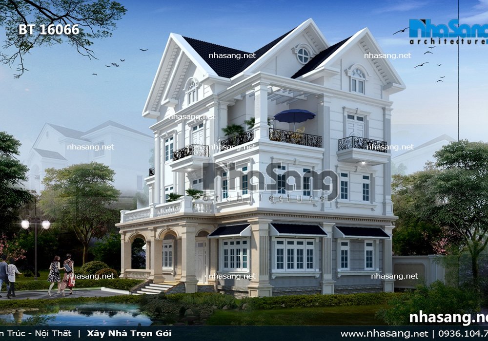 Mẫu biệt thự tân cổ điển Pháp 3 tầng BT16066
