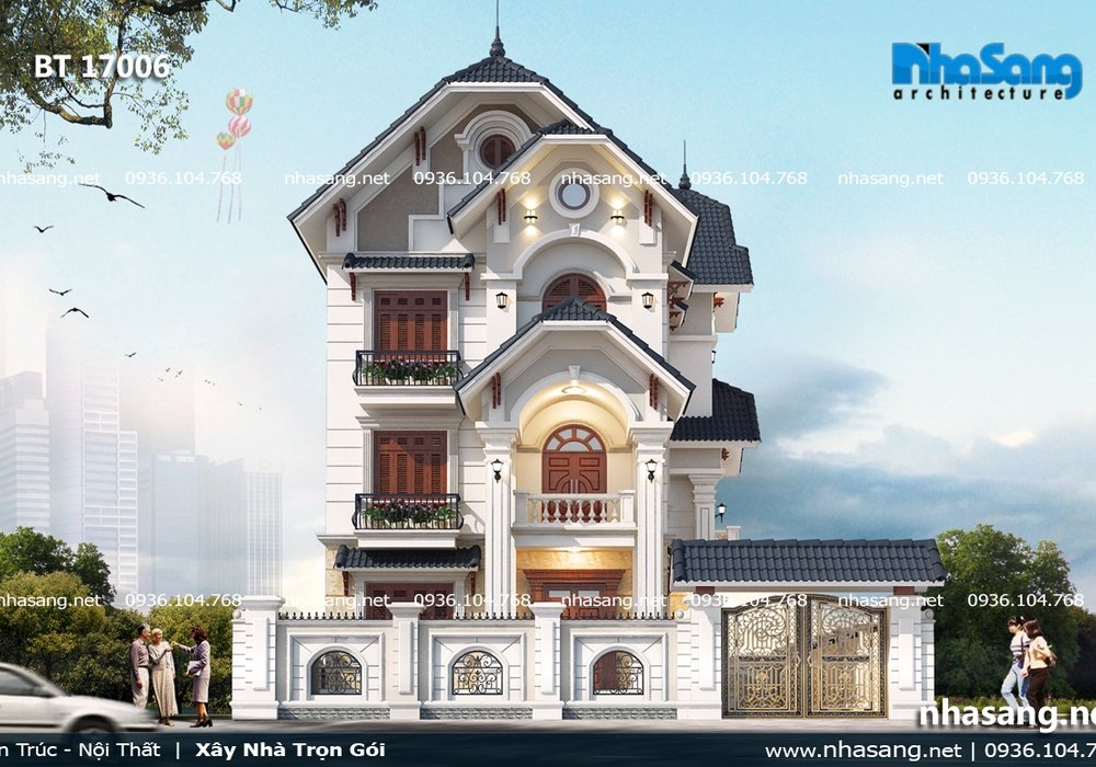 Biệt thự kiểu Pháp mái lợp độc đáo BT17006