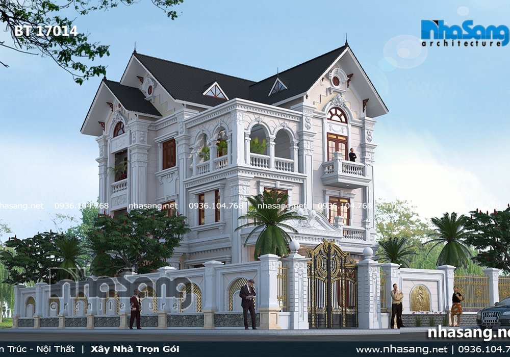 Mẫu biệt thự kiểu Pháp tân cổ điển sang trọng 3 tầng BT17014