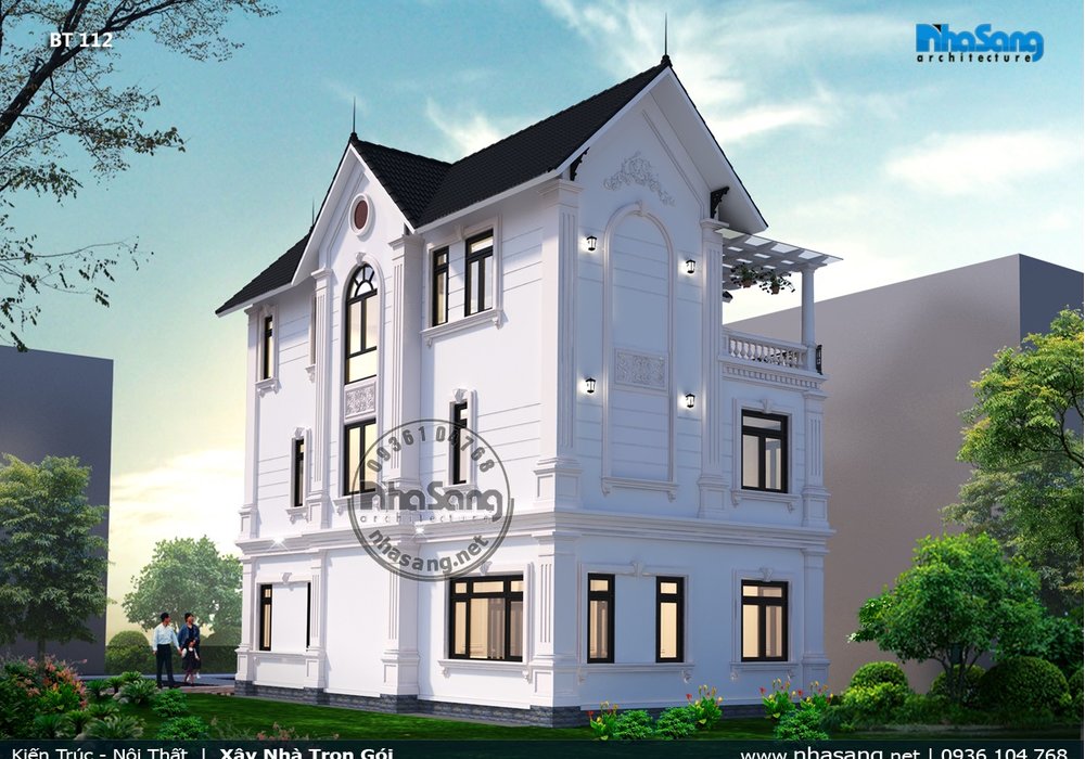 Mẫu thiết kế Villa đẹp sang trọng kiểu Châu âu hiện đại BT112